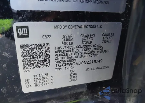 2022 Chevrolet Silverado 1500 Ltd 2Wd Short Bed Lt from USA, damaged, VIN 1GCPWCED0NZ216749